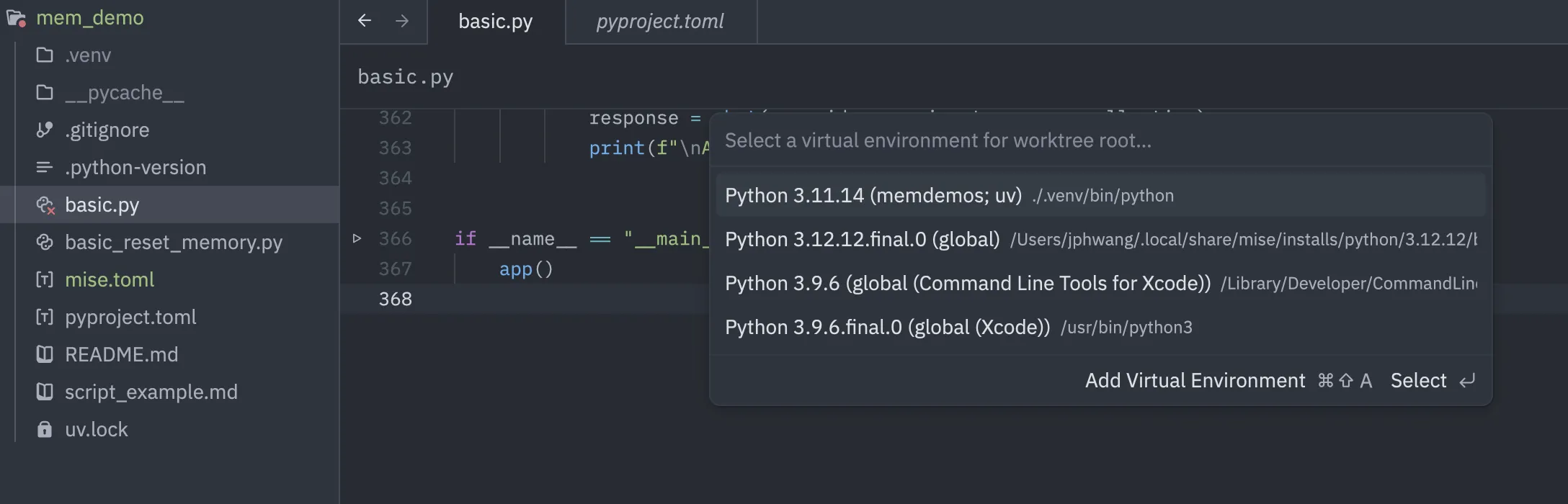 Zed toolchain select
